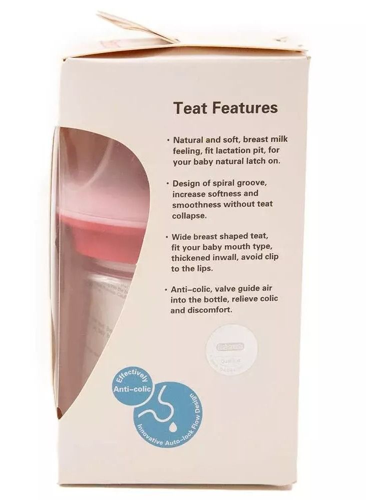 Bebecom Glass Feeding Bottle For Newborns 120ML Pink - Image 3
