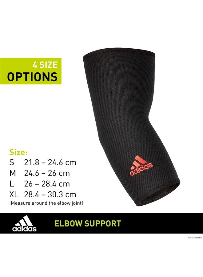 Adidas Elbow Support Sleeve - Seamless and Smooth Elbow Support for Training, Competitions, and General Fitness - Ergonomic Design, Nylon Trim - Durable & Breathable - Black (Red Logo), Medium - Image 3