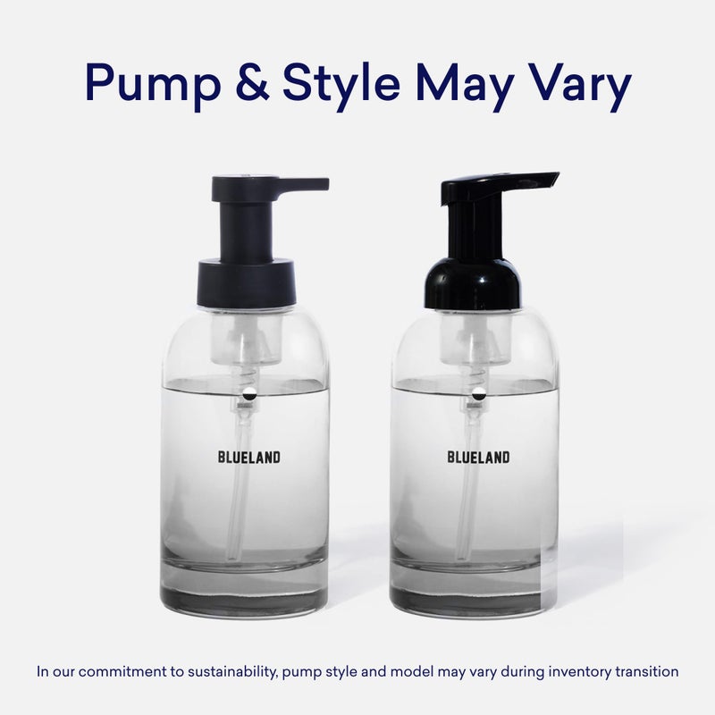BLUELAND Hand Soap Starter Set, 1 Refillable Glass Foaming Hand Soap Dispenser in Slate with 4 Refill Tablets, Variety Scents, 4 x 9 Fl oz - Image 5