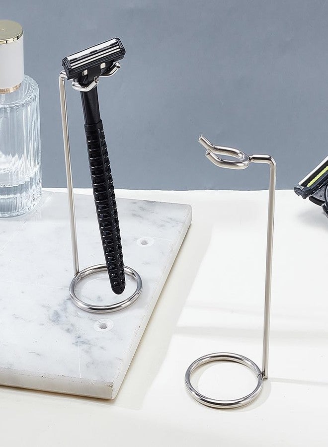 AHANDMAKER 2 Pack Stainless Steel Safety Razor Stand for Razors and Brushes 2x4.8in Heavy Duty Razor Holder Shaving Brush Organizer for Bathroom Travel Fathers Day Christmas Gifts Accessories - Image 4
