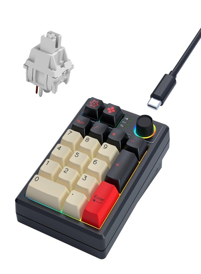 KEYCOOL K19 Wireless Numeric Keyboard, Mechanical Number Keypad Hot-swappable Bluetooth Numpad 5.0/2.4GHz, RGB Multi-Function Knob Numerical Keyboard for Laptop Mac Win iOS Android - Image 1