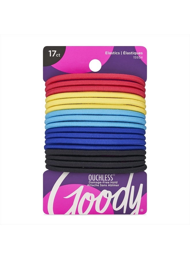 Goody رباط شعر جودي بدون ألم - 17 قطعة، ألوان متنوعة - 4 مم للشعر المتوسط - ملحقات شعر خالية من الألم للرجال والنساء والأولاد والبنات - مثالي لتسريحات الضفائر، ذيل الحصان، وأكثر - Image 1