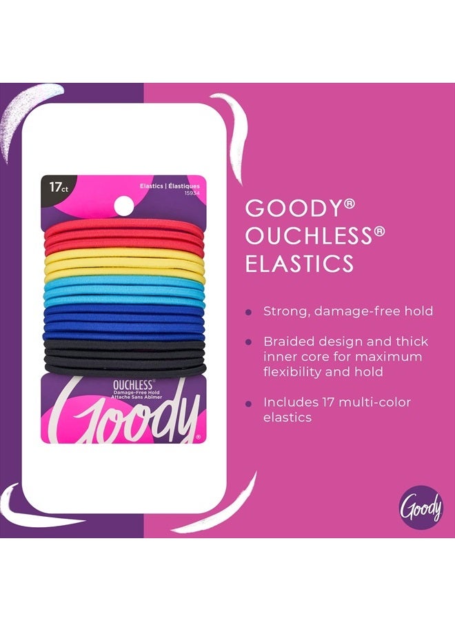 Goody رباط شعر جودي بدون ألم - 17 قطعة، ألوان متنوعة - 4 مم للشعر المتوسط - ملحقات شعر خالية من الألم للرجال والنساء والأولاد والبنات - مثالي لتسريحات الضفائر، ذيل الحصان، وأكثر - Image 2