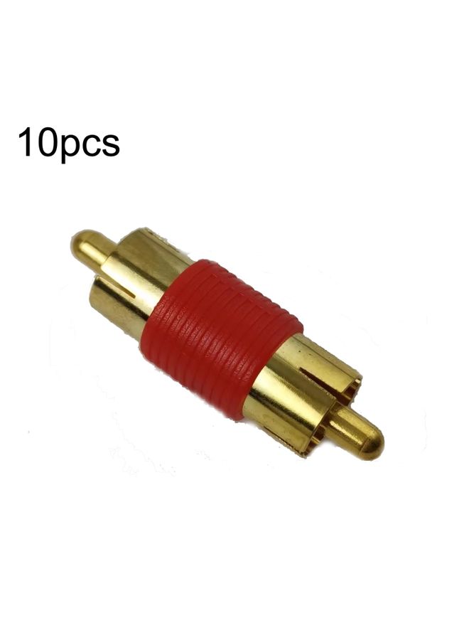 BURAQ 10pcs Gold-plated RCA Lotus Male to-Male  AV Audio Adapter(Red)  - Image 1