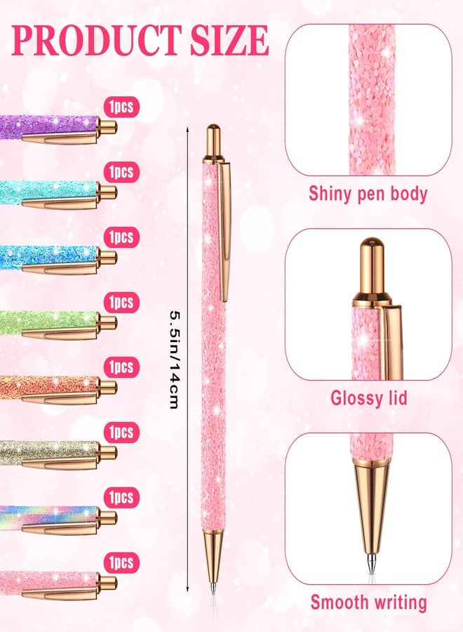 Sherr 32 Pcs Glitter Pens and Notebooks Glitter Pocket Notepad Mini Notebooks for Kids Fancy Pens for Women Colorful Ballpoint Spiral Notepads for Kids Back to School Gifts(Bright Color) - Image 2