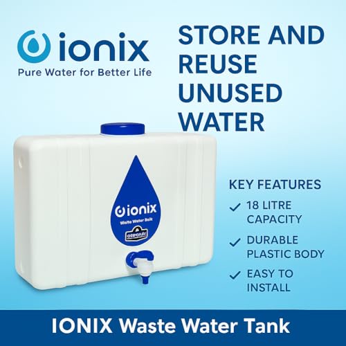 IONIX RO Waste Water Storage Tank 18L – Wall-Mountable, Food-Grade HDPE Plastic, Translucent Design, Easy to Connect with All Ro purifiers/Air Conditioners/Other Sources - Image 3