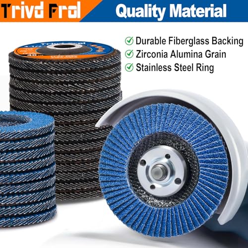 Trivd Frol 40 Pack Flap Discs 4 1/2 for Angle Grinder Sanding Disc - Trivd Frol 40/60/80/120 Grit T29 Flap Disc, 7/8 Inch Zirconia Abrasive Grinding Wheel Disc for Metal, Wood, Stainless Steel Finishing - Image 5