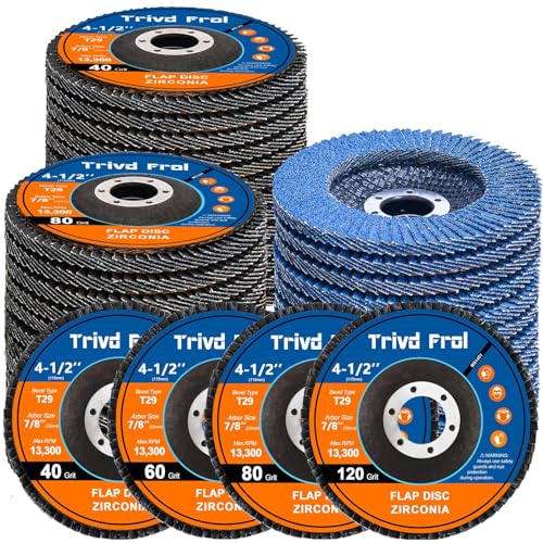 Trivd Frol 40 Pack Flap Discs 4 1/2 for Angle Grinder Sanding Disc - Trivd Frol 40/60/80/120 Grit T29 Flap Disc, 7/8 Inch Zirconia Abrasive Grinding Wheel Disc for Metal, Wood, Stainless Steel Finishing - Image 1