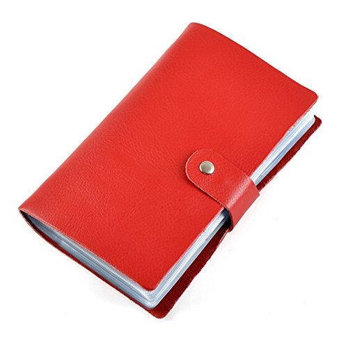 boshiho Leather Credit Card Holder Business Card Case Book Style 90 Count Name ID Card Holder Book (Red) - Image 1