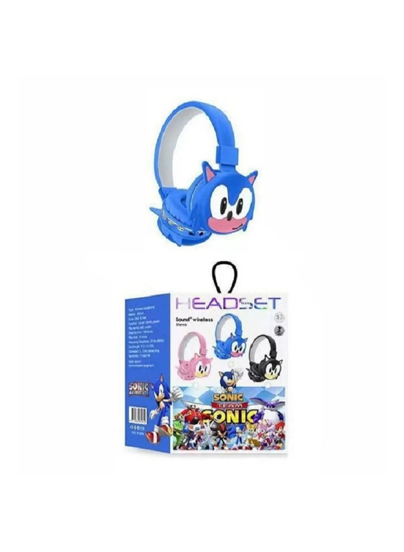 Sonic Wireless Bluetooth Headphones for Kids - High-Resolution Sound, 400mAh Battery, 18 Hours of Playtime, Built-in Microphone, Volume Control, 3.5mm Jack, 40mm Driver, Blue - Image 4