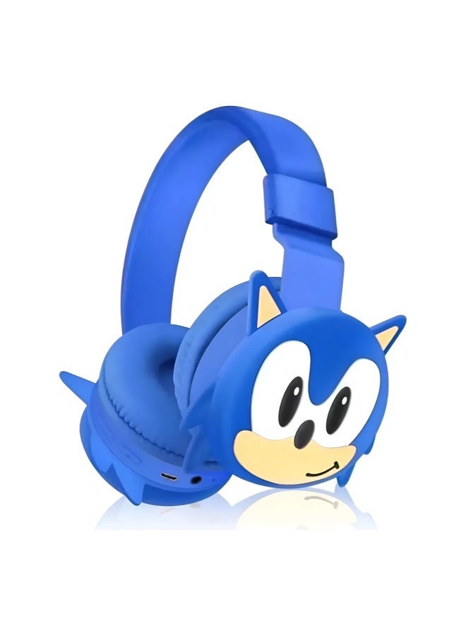 Sonic Wireless Bluetooth Headphones for Kids - High-Resolution Sound, 400mAh Battery, 18 Hours of Playtime, Built-in Microphone, Volume Control, 3.5mm Jack, 40mm Driver, Blue - Image 3