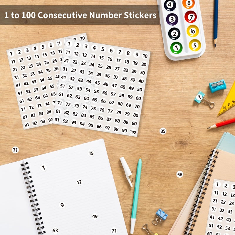 STARLIBOO 1 to 100 Vinyl Consecutive Number Stickers, 0.4 inch Small Round Numbered Stickers, 3000Pcs Vinyl Consecutive Number Labels for Storage, Organizing, Boxes, Indoor and Outdoor (White) - Image 4