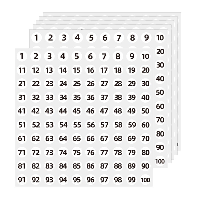 STARLIBOO 1 to 100 Vinyl Consecutive Number Stickers, 0.4 inch Small Round Numbered Stickers, 3000Pcs Vinyl Consecutive Number Labels for Storage, Organizing, Boxes, Indoor and Outdoor (White) - Image 1