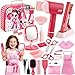 TUZT Hair Salon Toys for Girls Little Stylist Deluxe Carry Case Play Set with Real Function Lights Sounds Electric Makeup Mirror Flat Iron and Hairdryer Birthday Gifts for Kids Girls 3 4 5 6 - Image 2