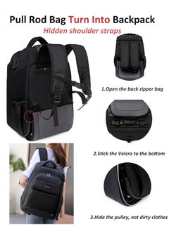 Generic 18 Inch Trolley Backpack, Carry-on Luggage Wheeled Laptop Business Travel Office Backpack Students Schoolbag, Water Resistant & Lockable &Hidden shoulder straps Rolling Backpack  - Image 3