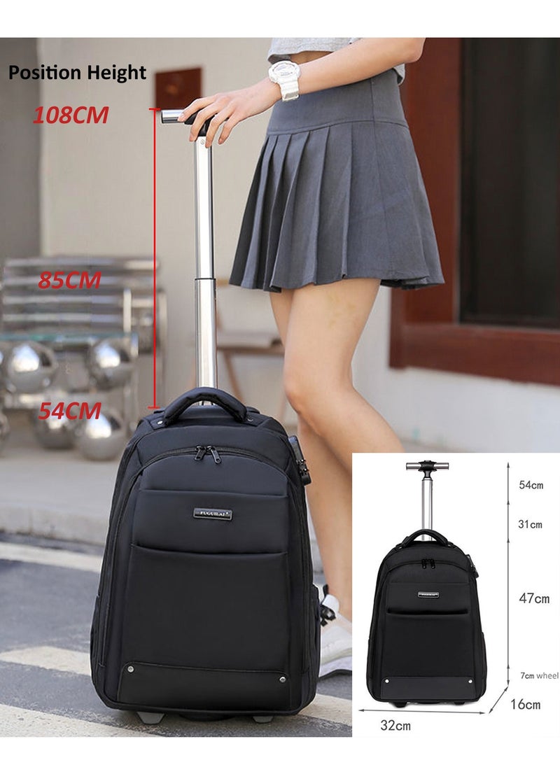 Generic 18 Inch Trolley Backpack, Carry-on Luggage Wheeled Laptop Business Travel Office Backpack Students Schoolbag, Water Resistant & Lockable &Hidden shoulder straps Rolling Backpack  - Image 4