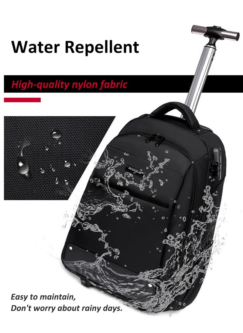 Generic 18 Inch Trolley Backpack, Carry-on Luggage Wheeled Laptop Business Travel Office Backpack Students Schoolbag, Water Resistant & Lockable &Hidden shoulder straps Rolling Backpack  - Image 5
