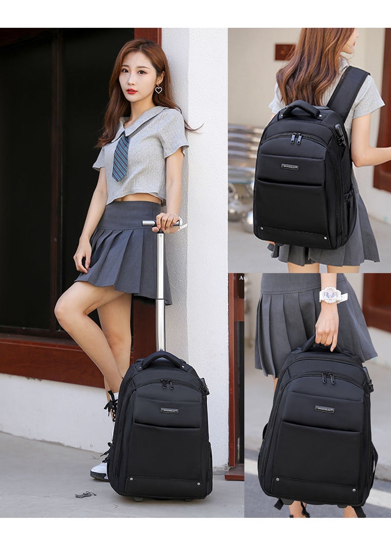 Generic 18 Inch Trolley Backpack, Carry-on Luggage Wheeled Laptop Business Travel Office Backpack Students Schoolbag, Water Resistant & Lockable &Hidden shoulder straps Rolling Backpack  - Image 2