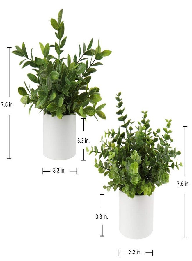 Briful Mini Fake Plants Set of 2 Small Faux Plant Eucalyptus Rosemary Greenery Potted Plants Artificial Decor for Home Table Office Room Desk Bathroom Shelf Kitchen Farmhouse Mantel Decoration - Image 2