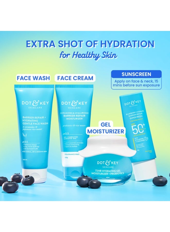 دوت آند كي واقي شمس دوت آند كي بلوبيري هايدريت بارير ريبير SPF 50+، PA++++ | للبشرة الجافة والحساسة | لمسة نهائية غير دهنية | لا يترك طبقة بيضاء | حماية من الأشعة فوق البنفسجية والضوء الأزرق | واسع الطيف || للنساء والرجال | 80 غرام - Image 4