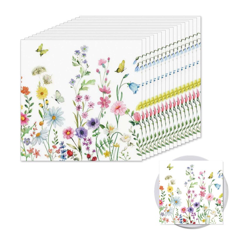 Wedding Napkins 16.5x16.5 Cm Elegant Floral Motifs - High Absorbency Paper Napkins for Wedding Receptions Party Baby Showers Garden Events - Image 1