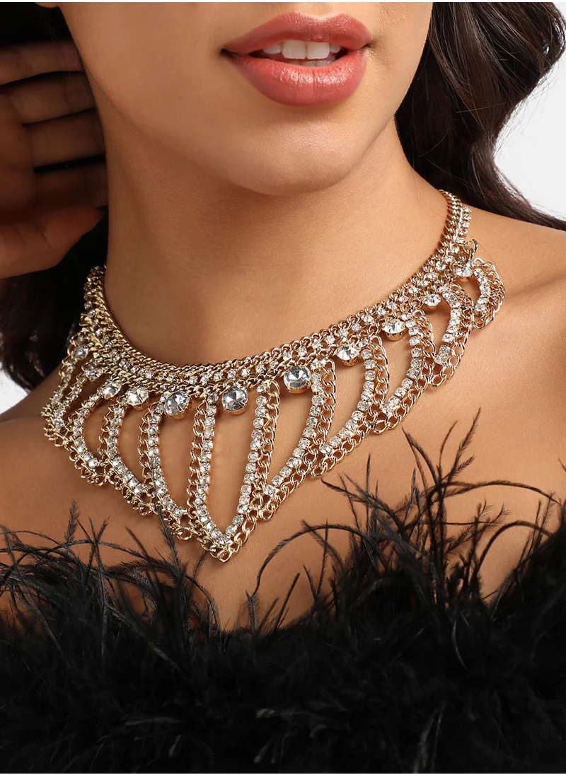 SOHI Chunky Crystal Chain Necklace