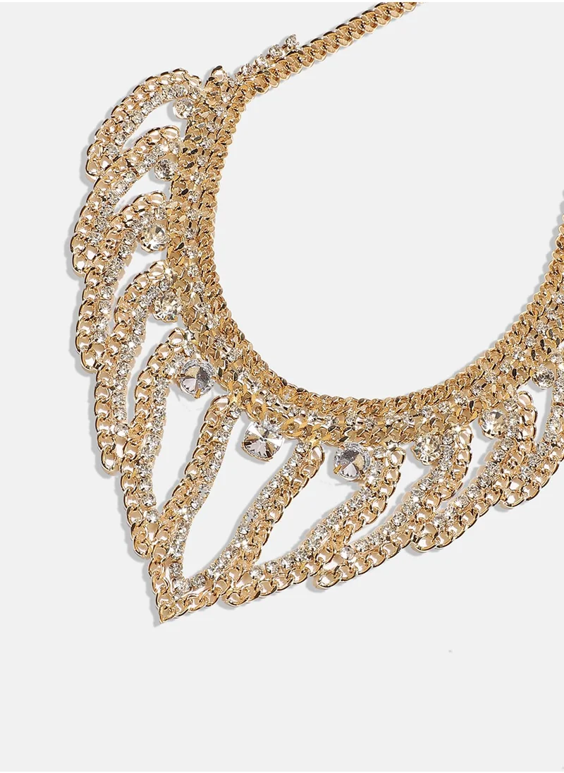 SOHI Chunky Crystal Chain Necklace