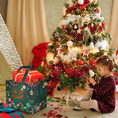 YANGTE 8 Pack Christmas Gift Bags with Handles, Large Non-Woven Tote Bags for Wrapping Xmas Party Favors, 12.8"x9.8"x6.7 - Image 5