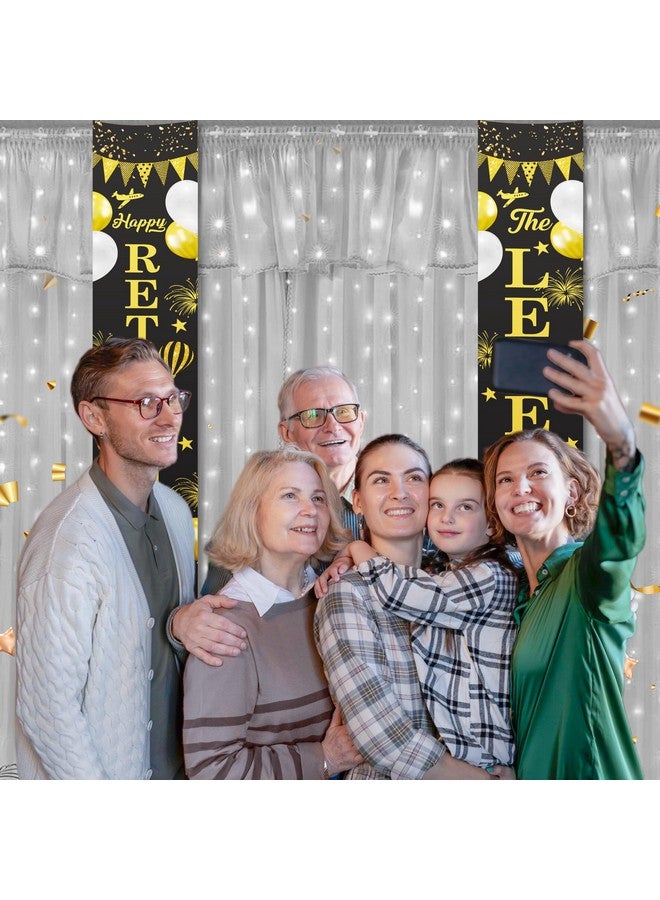 Untumble Retirement party decorations for both men & women, Black & Gold Door banner 2 pcs - "Happy Retirement" & "The Legend has Retired" - Printed cotton fabric with rope hanger - Image 5