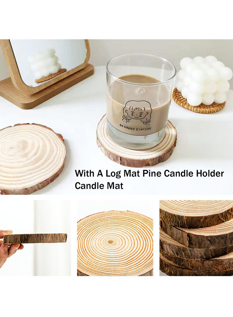 Metal Candle Holder with Candle Wood Mat, Decorative Candlestick Holder for Home Decoration, 3 Headed Candlestick Holder for Holidays Weddings, 12.9*3.9*7.1inch, Gold - Image 2