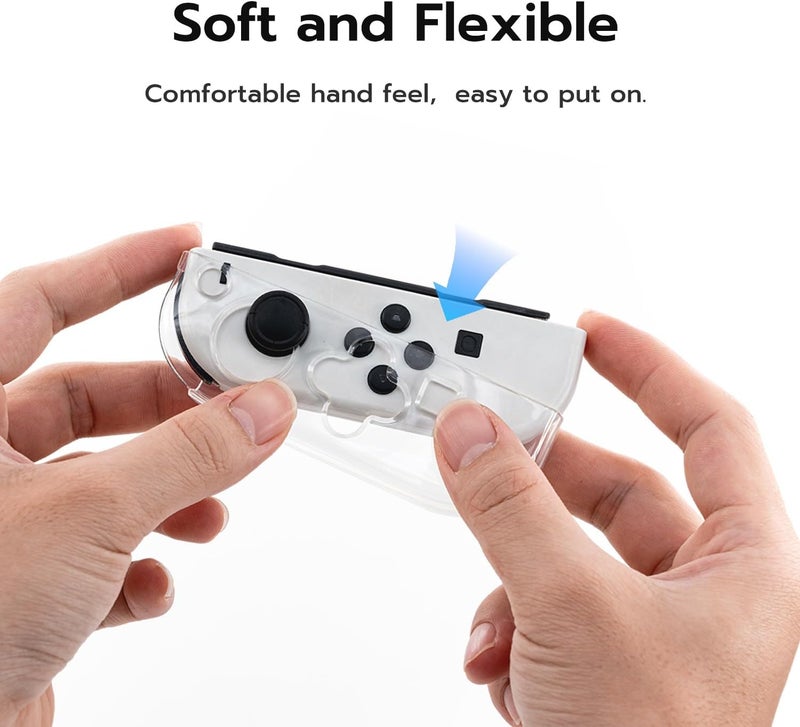 Mcbazel Transparent TPU Case for Switch JoyCon Controllers, Protective Cover Anti-Slip Grip Clear Skin Compatible with NS Switch/OLED(NOT for NS 2) - Image 4