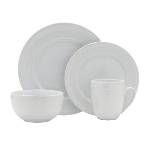 Everyday White by Fitz and Floyd, Beaded 16 Piece Dinnerware Set, Service for 4 - Image 2