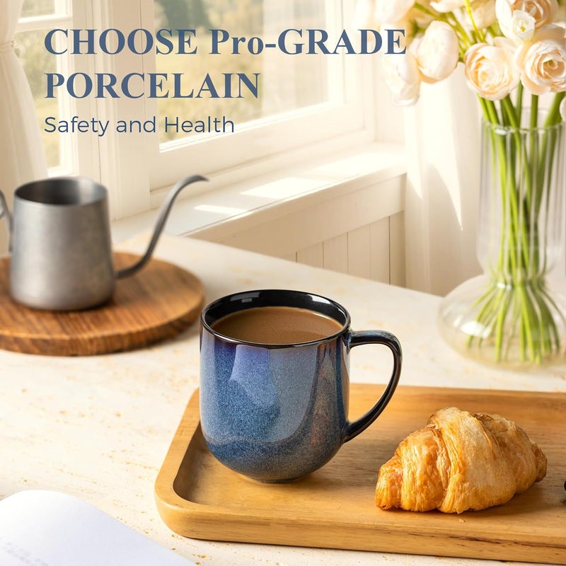 LERATIO 12OZ Ceramic Coffee Mugs Set of 6, Large Porcelain Coffee Cups With Large Handle For Latte,Cappuccino,Milk,Cocoa,|Dishwasher&Microwave Safe Mug Sets,Ideal for Man,Woman,Dad, Mom-Blue - Image 3