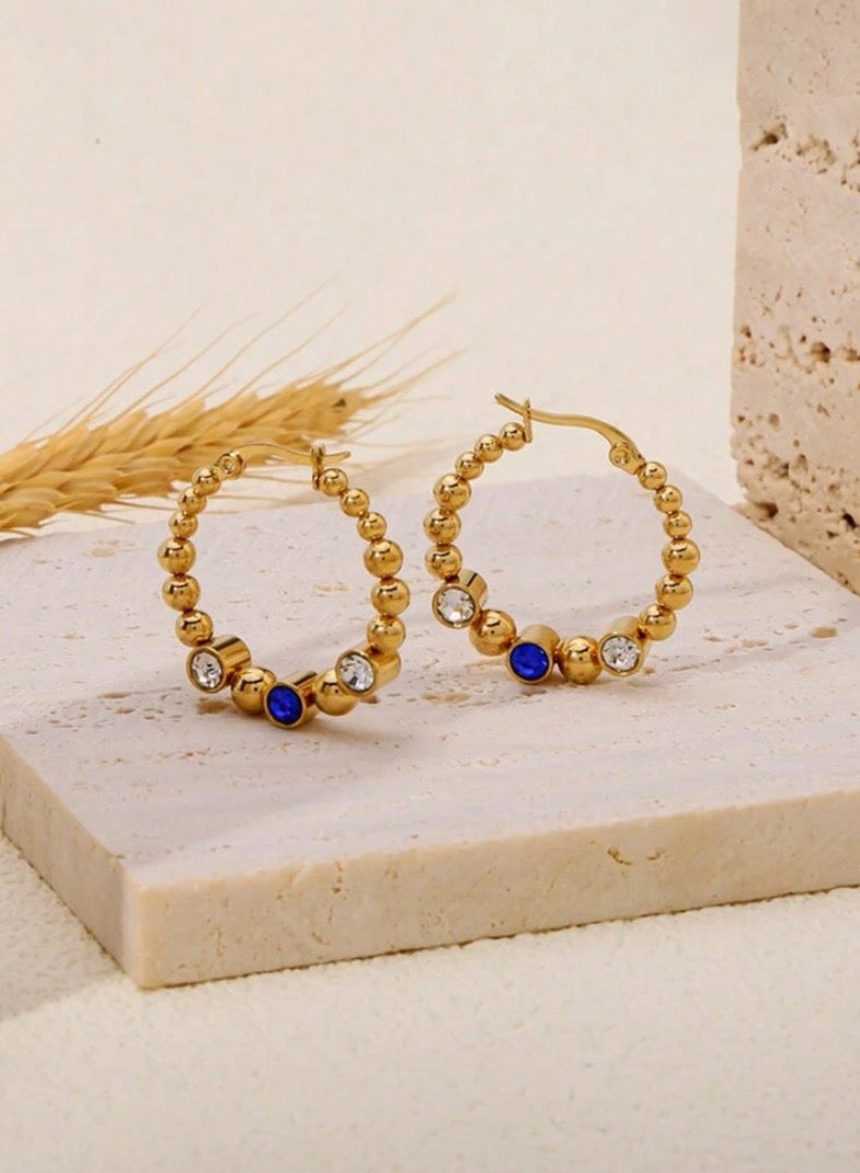 Elegant u0026 High Quality 316L Stainless Steel Gold Plated Earrings For Women Inlaid With Zirconia - Image 3