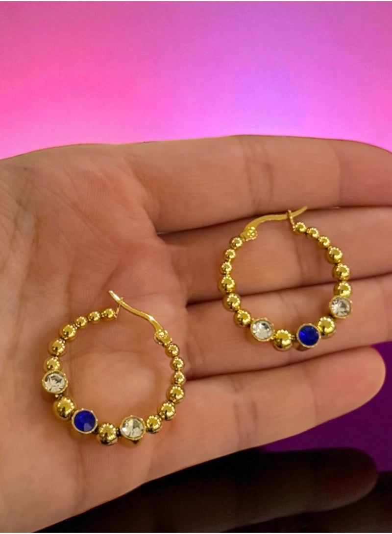 Elegant u0026 High Quality 316L Stainless Steel Gold Plated Earrings For Women Inlaid With Zirconia - Image 4