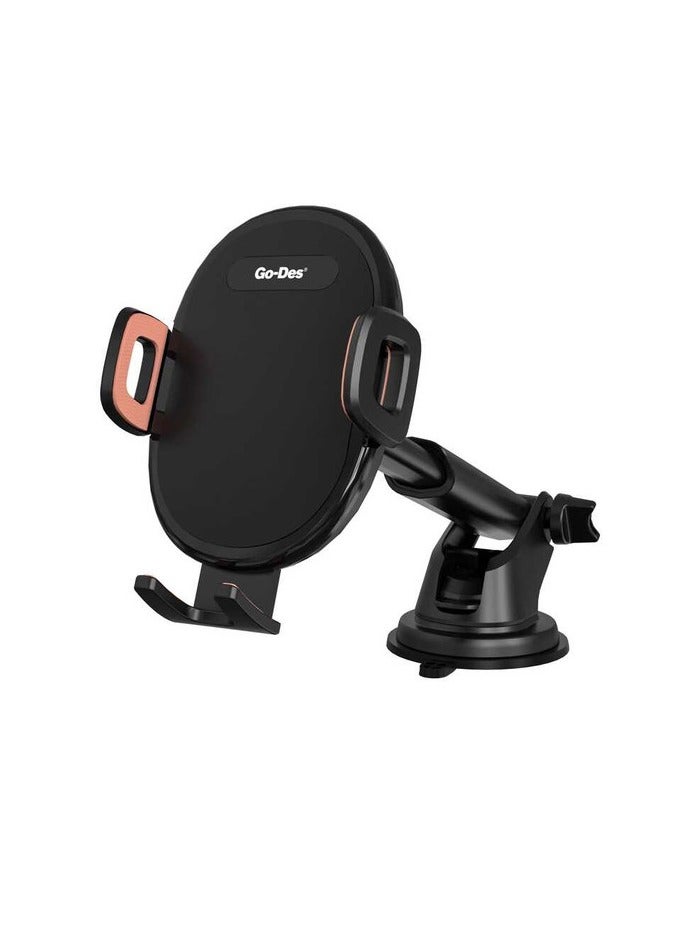 جو-ديز Go-Des GD-HD753 2 في 1 حامل هاتف محمول صغير قابل للطي في السيارة ومسند تثبيت تلقائي - Image 2