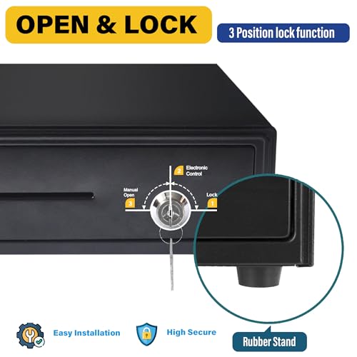 HK SYSTEMS 16" Heavy Duty Black POS Cash Drawer with 5Bill/5Coin, Removable Coin Compartment ONLY, 24V, RJ11, Single Large Front Media Slots, Black - Image 5