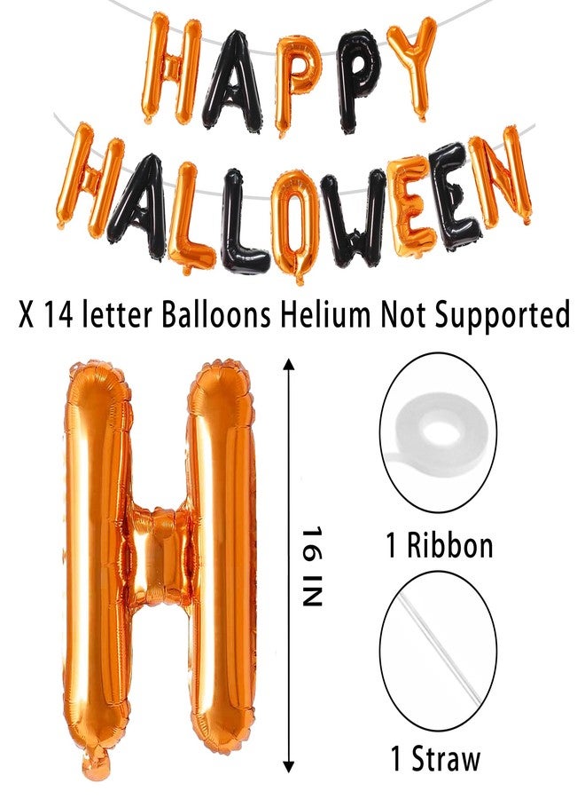 Tellpet Happy Halloween Balloons Banner, Halloween Party Decorations for Home Yard Decor Backdrop Sign, Orange and Black - Image 3