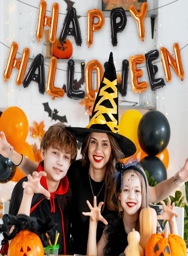 Tellpet Happy Halloween Balloons Banner, Halloween Party Decorations for Home Yard Decor Backdrop Sign, Orange and Black - Image 2