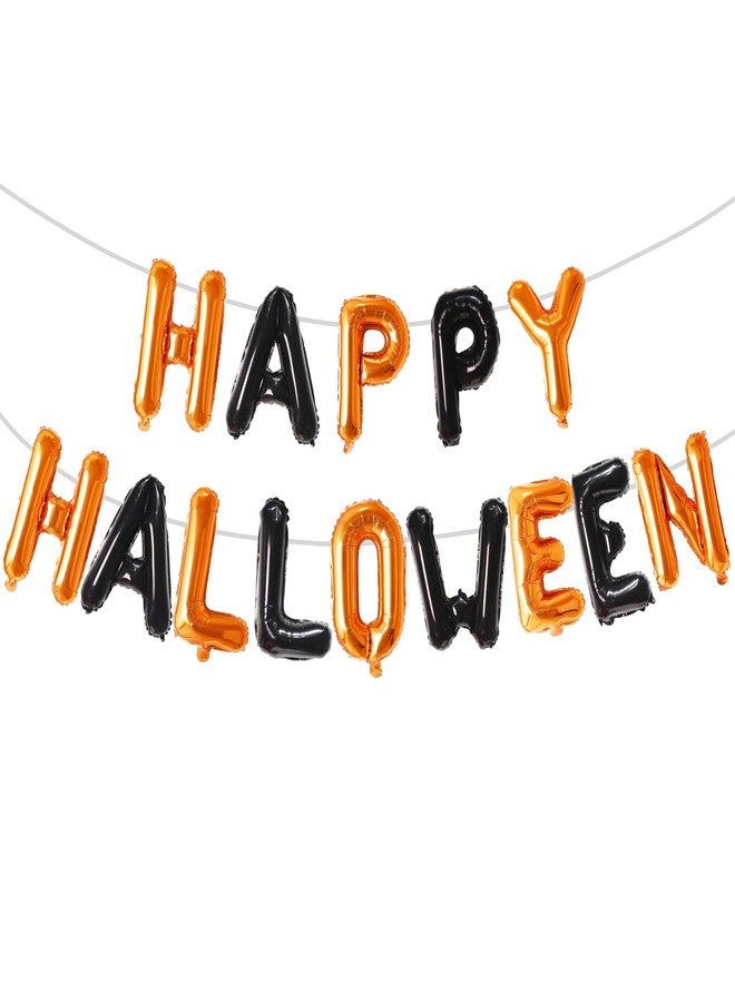 Tellpet Happy Halloween Balloons Banner, Halloween Party Decorations for Home Yard Decor Backdrop Sign, Orange and Black - Image 1