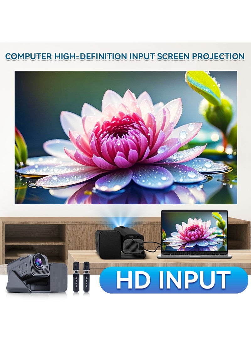 Smartbarry 2025 new HT36KTV multifunctional karaoke projector with microphone 4K high-definition screen HY360 projector Featuring a resolution of 1280 × 720 and a brightness of 200 lumens - Image 4