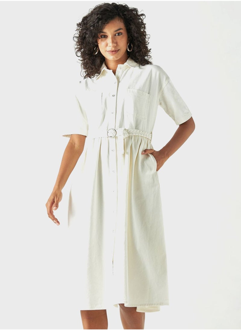 Lee Cooper Belted Pocket Detail Denim Dress  - Image 1