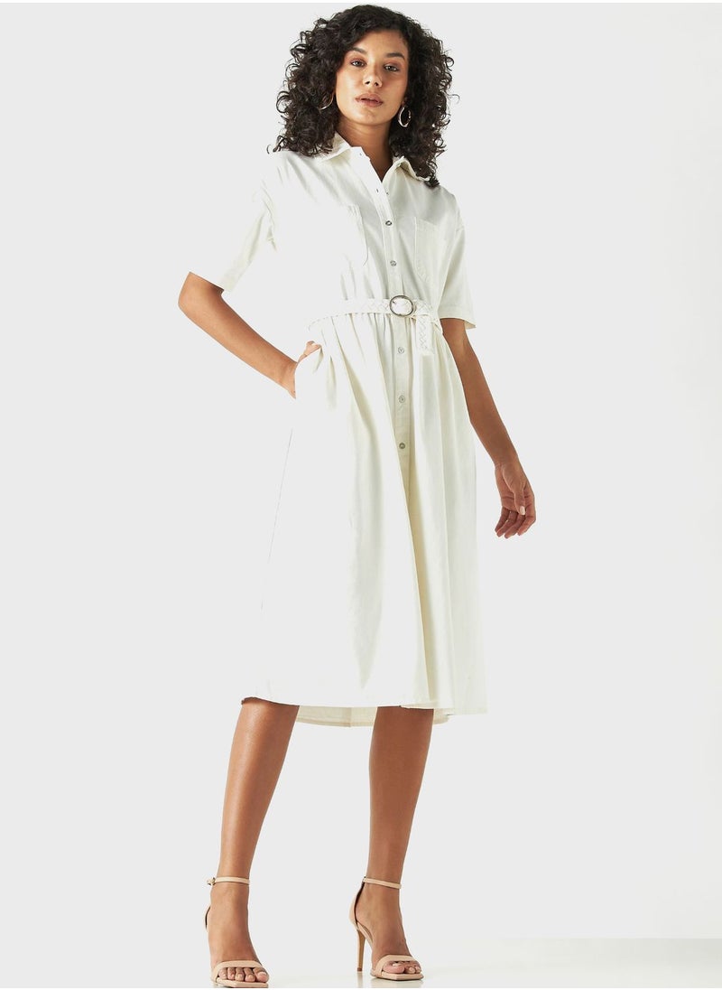 Lee Cooper Belted Pocket Detail Denim Dress  - Image 4