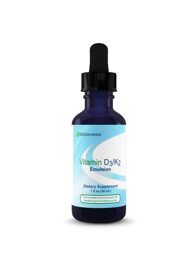 Nutra Biogenesis Vitamin D3/K2 Emulsion - Liquid Vitamin D Drops with MCT Oil, D3 K2 Supplement for Adults and Kids, Sublingual Oil Dropper for Women and Men - 1 Fl Oz Bottle (30 ml) - Image 1