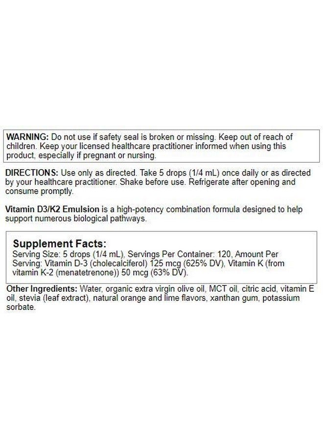Nutra Biogenesis Vitamin D3/K2 Emulsion - Liquid Vitamin D Drops with MCT Oil, D3 K2 Supplement for Adults and Kids, Sublingual Oil Dropper for Women and Men - 1 Fl Oz Bottle (30 ml) - Image 5