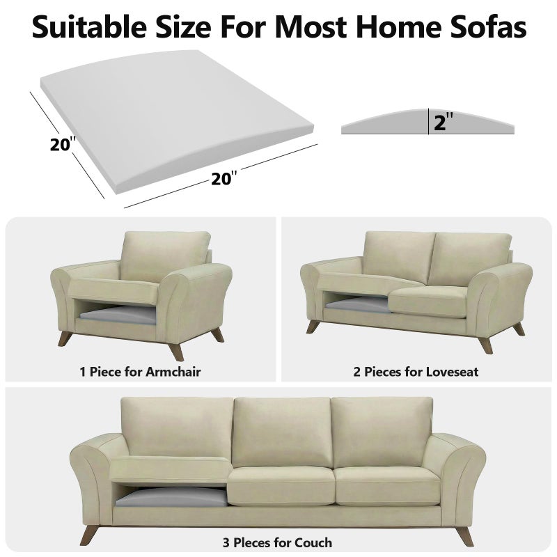 RA RUNNING ALIEN Couch Cushions Support for Sagging Seat -20"X 20"Curved Foam Sofa Cushion Support Board,Grey Couch Supporterfor Under The Cushions,Set of 3 - Image 4