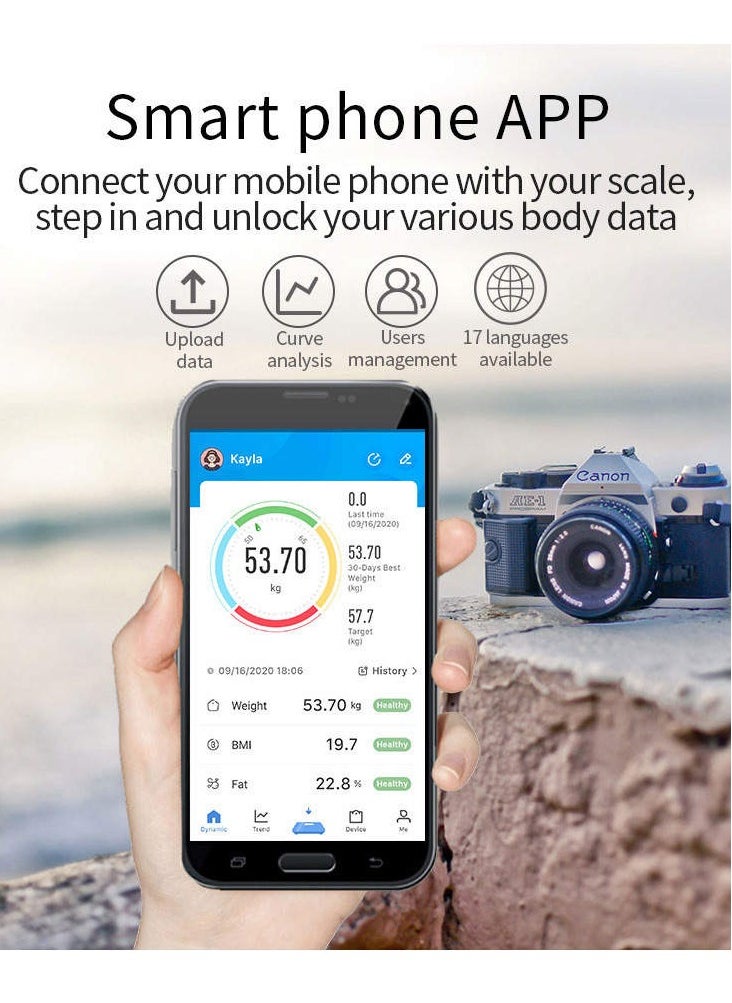 Iscale - Weight Scale With Bluetooth,Wireless Scale for Body Weight, Body Composition Analyzer with Smartphone App for 14 Key Body Indicators(BMI/Weight/Body Fat/Resting Heart Rate) - Image 1