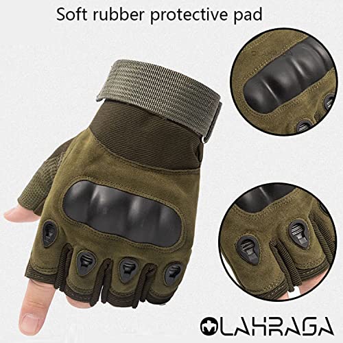 ZaySoo Gloves for Bike Riders/Cycling Leather Knuckles Design Strong Grip - Army Color - Image 3