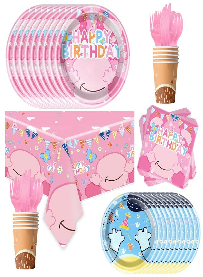 NF orange 81Pcs Pink Dog Party Tableware Set Pink Dog Party Decoration Pink Dog Birthday Party Supplies - Image 1