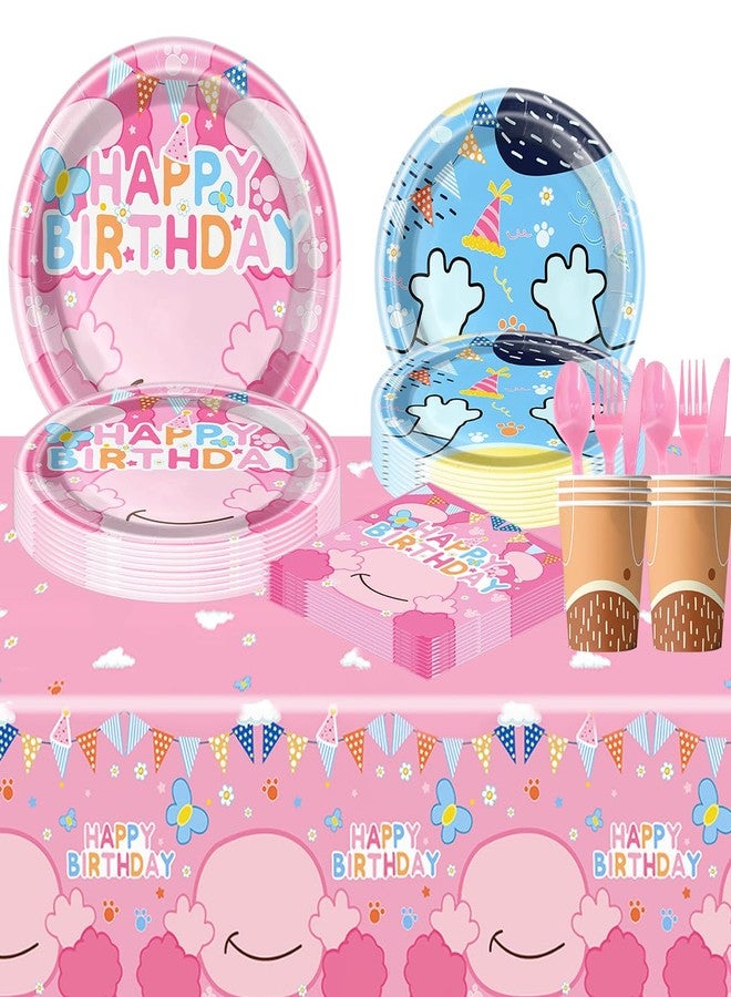 NF orange 81Pcs Pink Dog Party Tableware Set Pink Dog Party Decoration Pink Dog Birthday Party Supplies - Image 3
